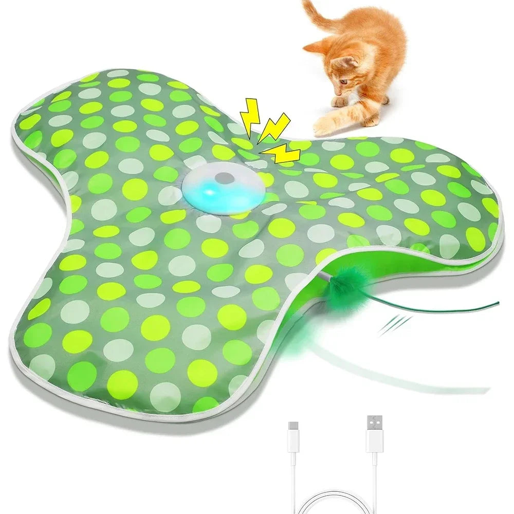 Smart Cat Toys Interactive Hide and Seek Cat Toy with Mouse Squeaky Motion Activated Moving Concealed Feathers Kitten Teaser Toy