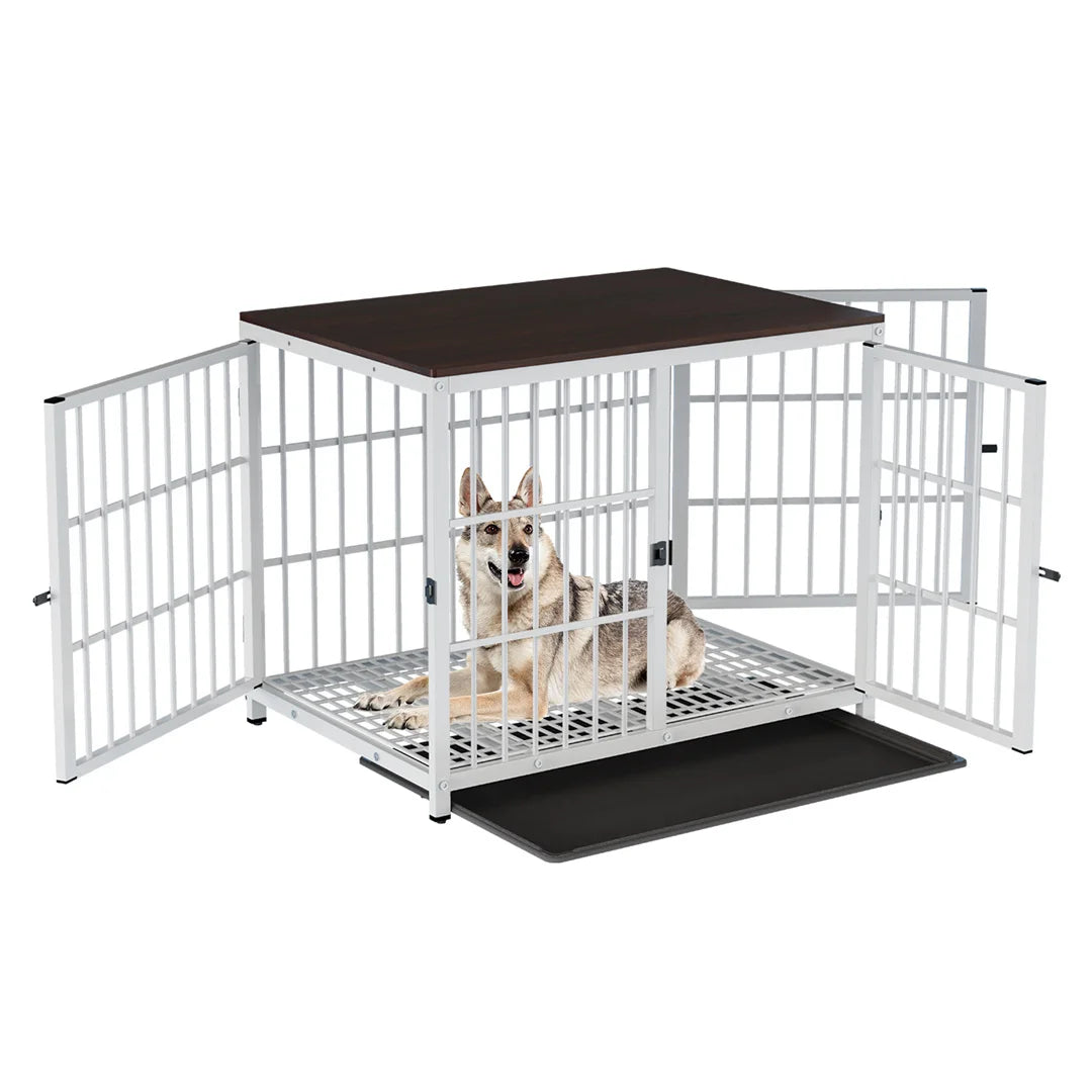 Furniture Style Dog Crate End Table Indoor Pet Kennel with Three Doors and Removable Tray for Small Medium Large Dogs