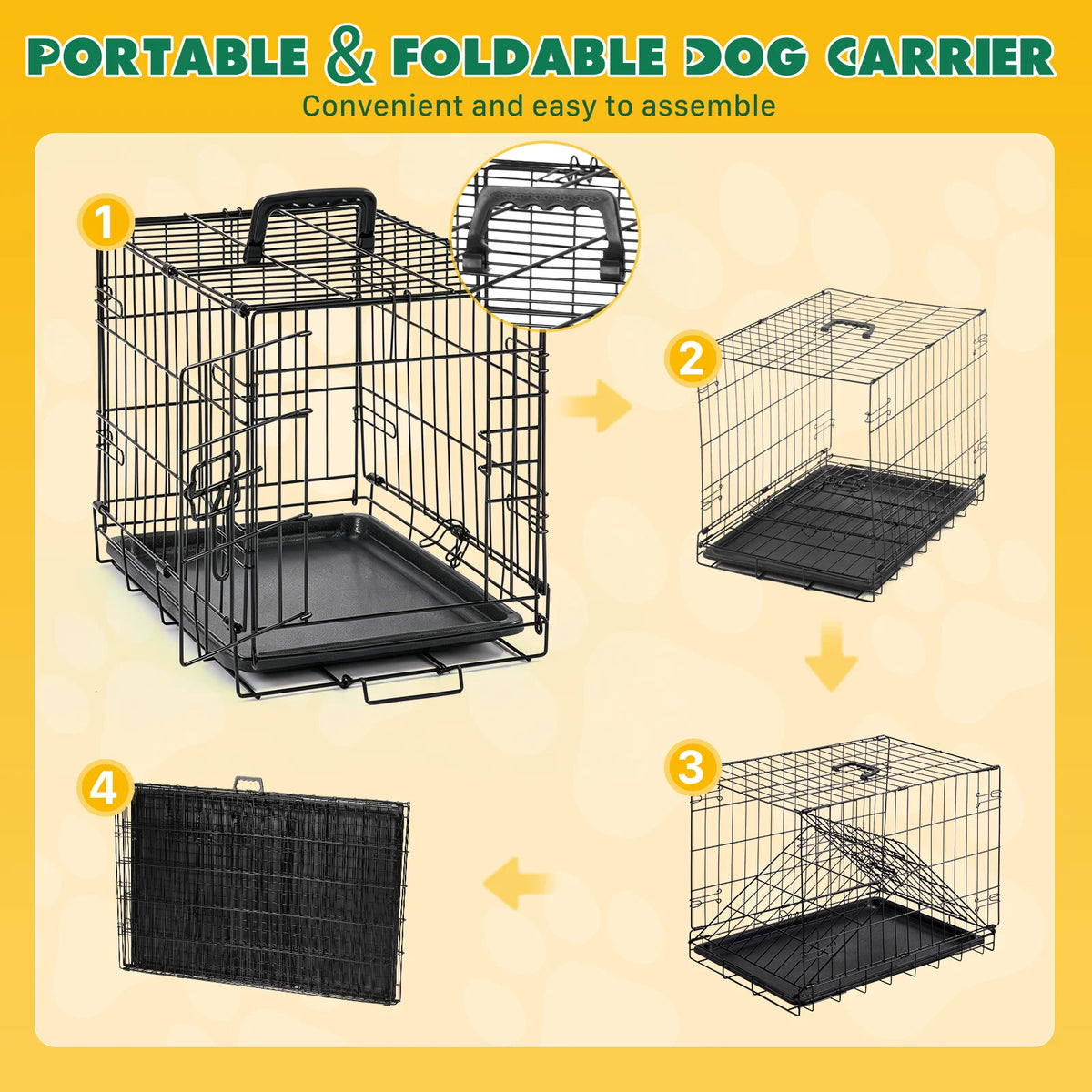 18 Inch Single Door Dog Crate Metal Pet Kennel with Secure Lock Foldable Removable Tray for Easy Cleaning Portable Puppy Cage for Small Dogs