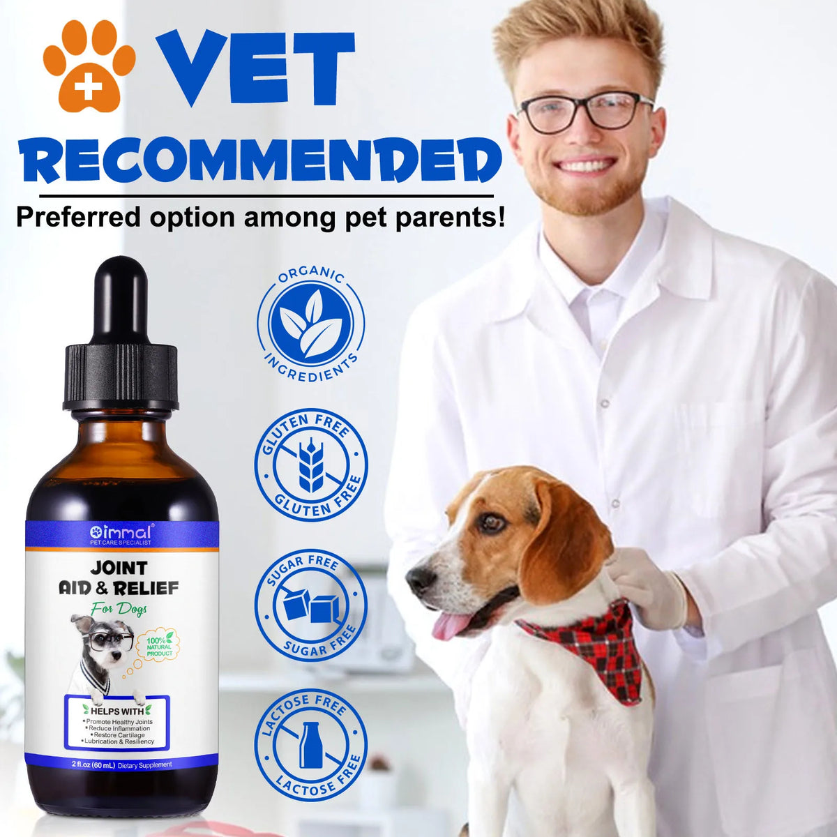 Joint Aid & Relief with Glucosamine for Dogs Promote Healthy Joints Reduce Inflammation Restore Cartilage Lubrication Resilience