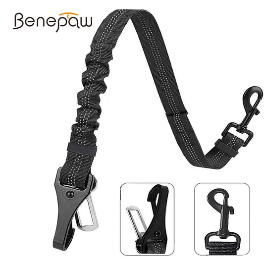 Benepaw Bungee Dog Car Seat Belt 2 In 1 Latch Bar Attachment Elastic Reflective Pet Safety Belt Universal Vehicle Traveling