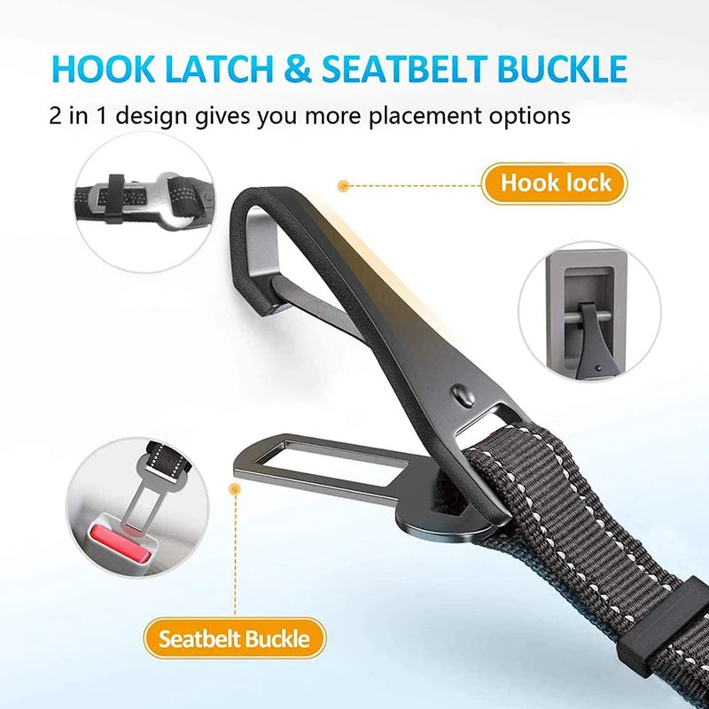 Benepaw Bungee Dog Car Seat Belt 2 In 1 Latch Bar Attachment Elastic Reflective Pet Safety Belt Universal Vehicle Traveling