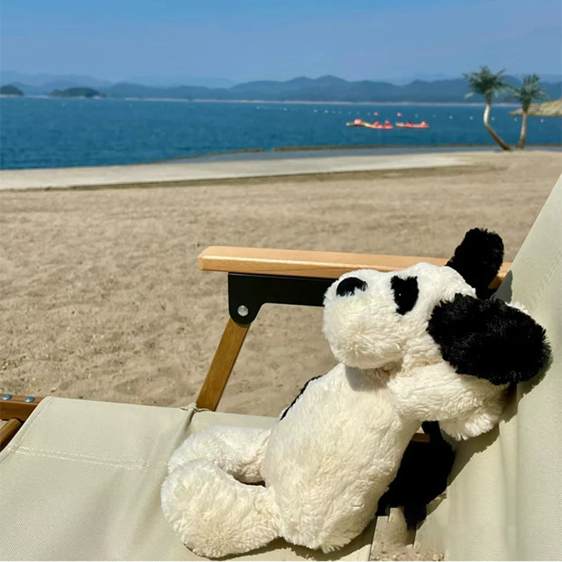 Shy Black And White Spot Dog Doll Plush Toy Sleep Companion Doll Birthday Gift for Girls Puppy Stuffed Toy Soft Cloth Material