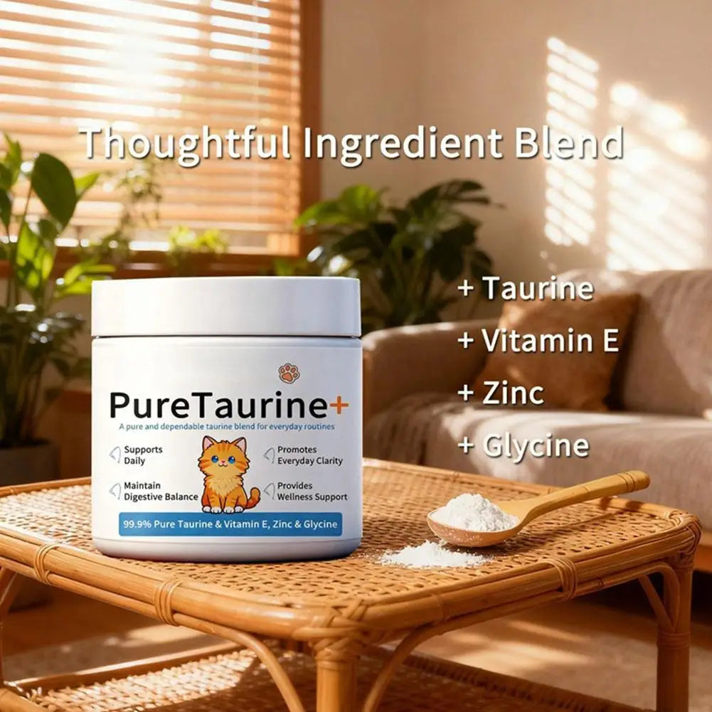 200g Cat Body Health Care Powder 99.9% Pure Taurine VE Zinc Supports Digestion & Enhancing Immunity for Pets with Sensitive Inte