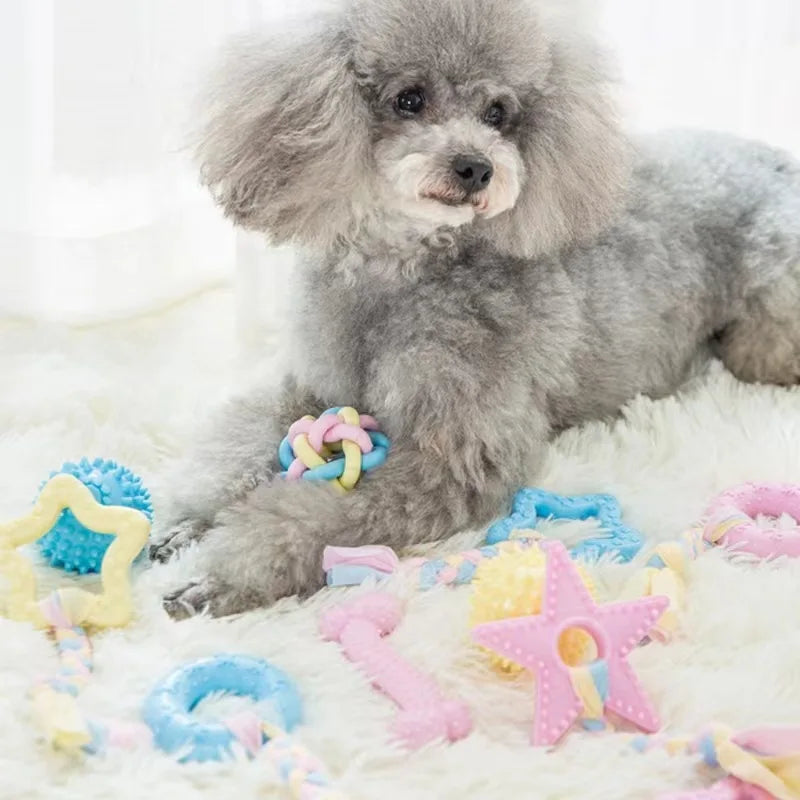 Pet Dog Toys For Small Dog Chews TPR Knot Toys Bite Resistant Molar Teeth Cleaning Dog Training Supplies Interactive Accessories