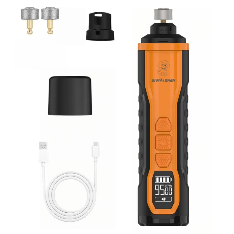 Pet Electric Nail Grinder Rechargeable Dog Paw Grooming Nail Clipper LED Light 5 Speeds Adjustable Cat Claw Nail Grinder