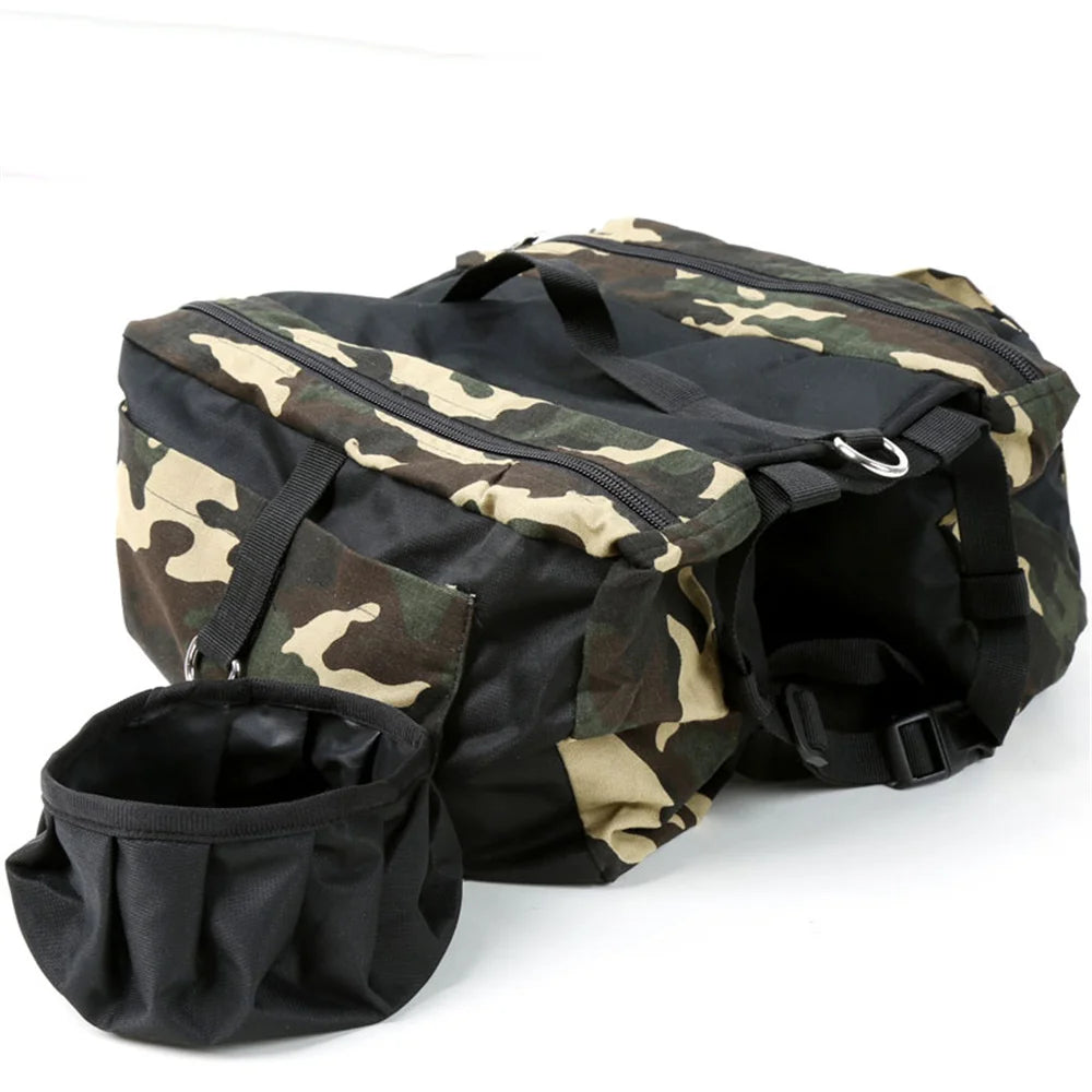 Waterproof Camouflage Pet Backpack Adjustable Dog Saddle Bag For Medium Large Dog Hiking Travel Outdoor Pet Accessories