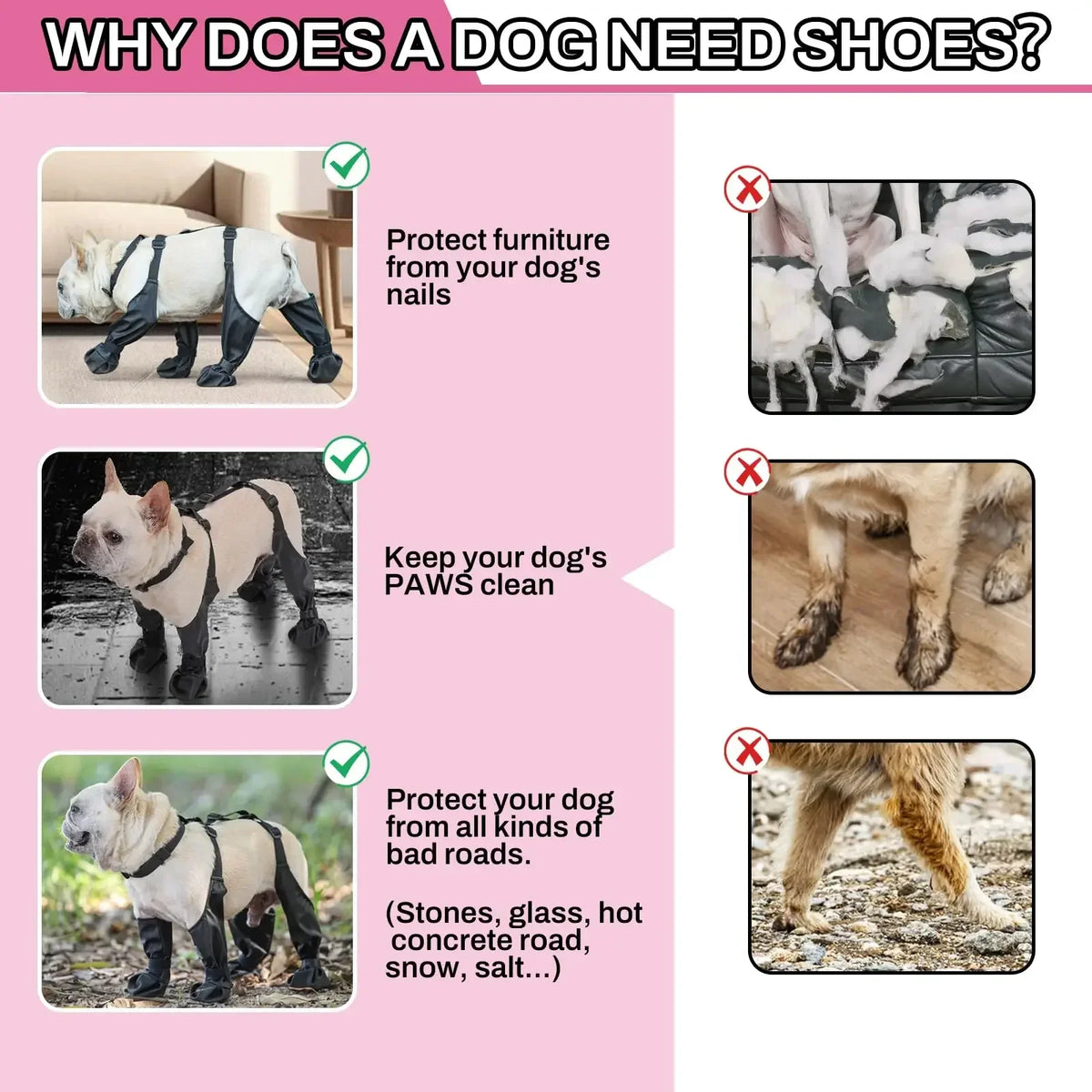 Anti-Slip Dog Suspender Boot Leggings, Waterproof Paw Protector, Dirt-Proof Stay-On Outdoor Dog Rain Booties