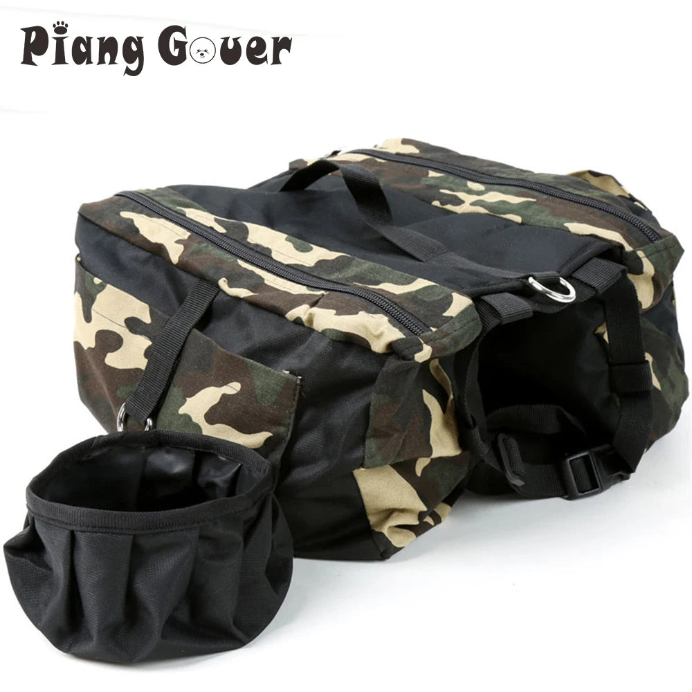 Waterproof Camouflage Pet Backpack Adjustable Dog Saddle Bag For Medium Large Dog Hiking Travel Outdoor Pet Accessories