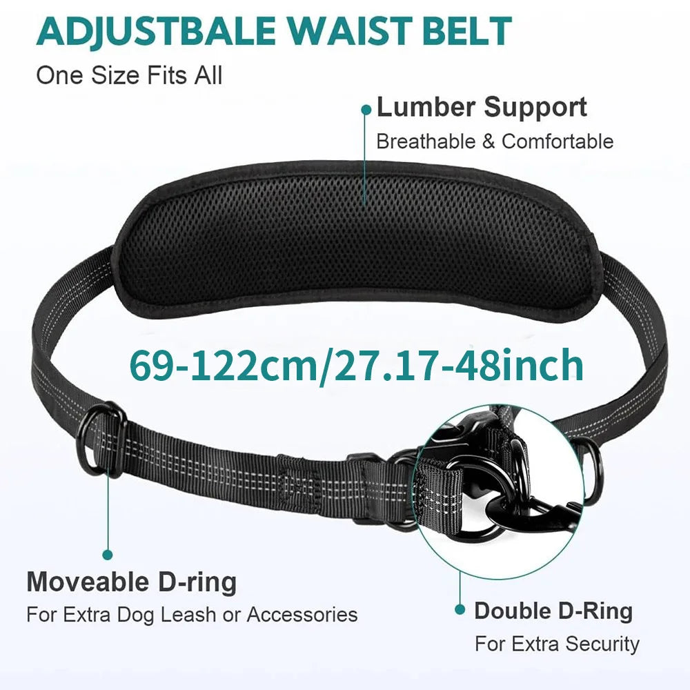Hands Free Dual Dog Leash with Pouch for Medium & Large Dogs - Crossbody & Waist Leash for Dog Walking - No Pull, Tangle Free