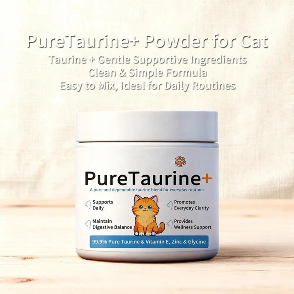 200g Cat Body Health Care Powder 99.9% Pure Taurine VE Zinc Supports Digestion & Enhancing Immunity for Pets with Sensitive Inte