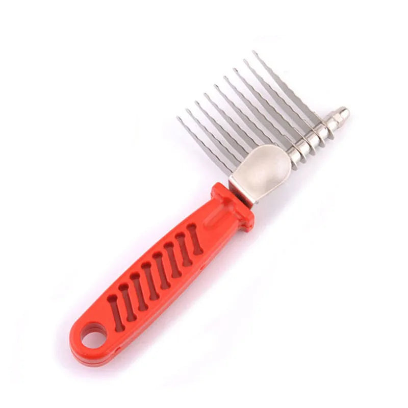 Pet Dematting Comb Undercoat Long Hair Cat Dog Fur Rake Brush with Long Blades & Safety Edges For Removing Mats Tangles & Knots