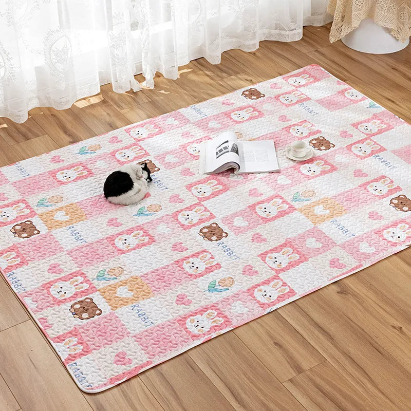 Rabbit Floor Mat Sofa Cushion Training Pad Cage Mat Sleeping Blanket Fence Pad Washable Diaper Bedding Pee Pad Pet Supplies