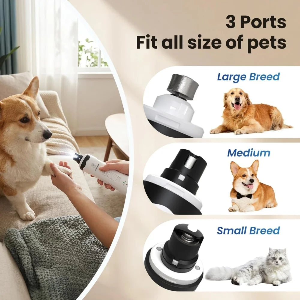 New Dog Nail Clippers With LED Light Low Noise Pet Nail Clipper Electric Grooming Trimmer Cat Dog Nail Grinder Rechargeable USB
