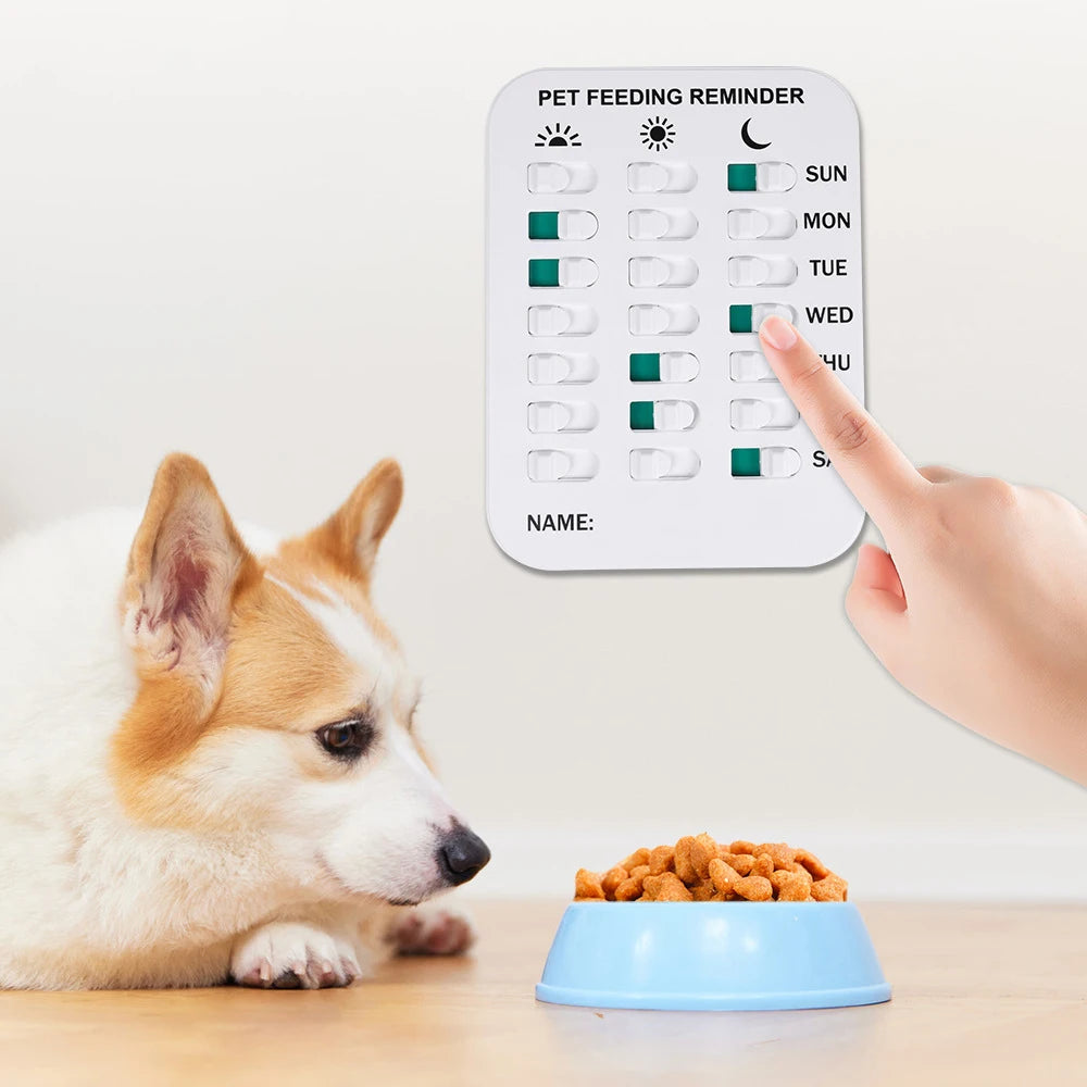 Dog Feeding Reminder Pet Feeding Schedule Record Board Magnetic Reminder Sticker Helps You to Track Pet Feeding & Medication