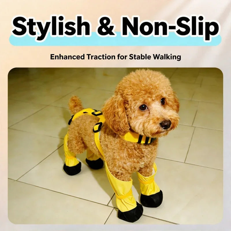 Anti-Slip Dog Suspender Boot Leggings, Waterproof Paw Protector, Dirt-Proof Stay-On Outdoor Dog Rain Booties
