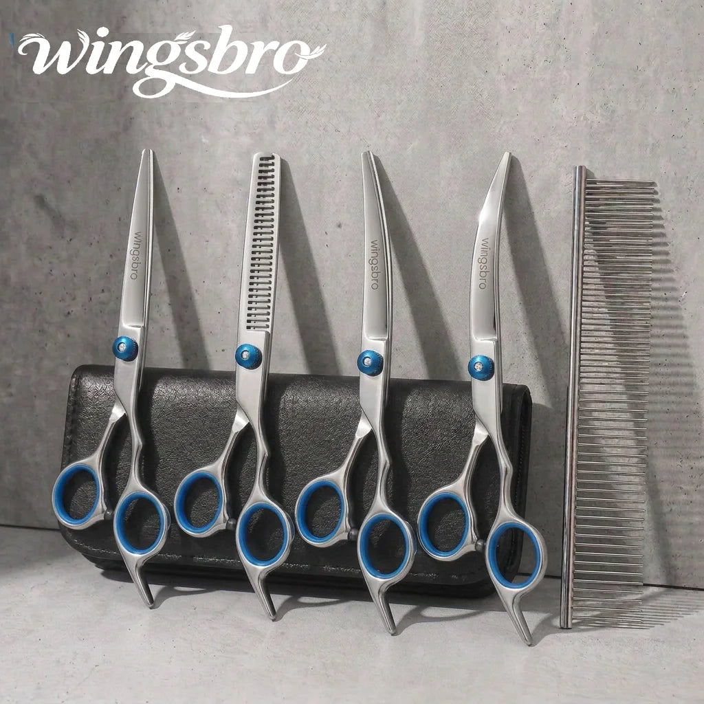 6.5 Inch Pet Grooming Scissors Kit Cat Hair Thinning Shear Pet Scissors Set Blackgold Dog Scissors