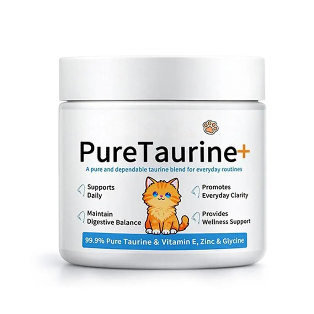 200g Cat Body Health Care Powder 99.9% Pure Taurine VE Zinc Supports Digestion & Enhancing Immunity for Pets with Sensitive Inte