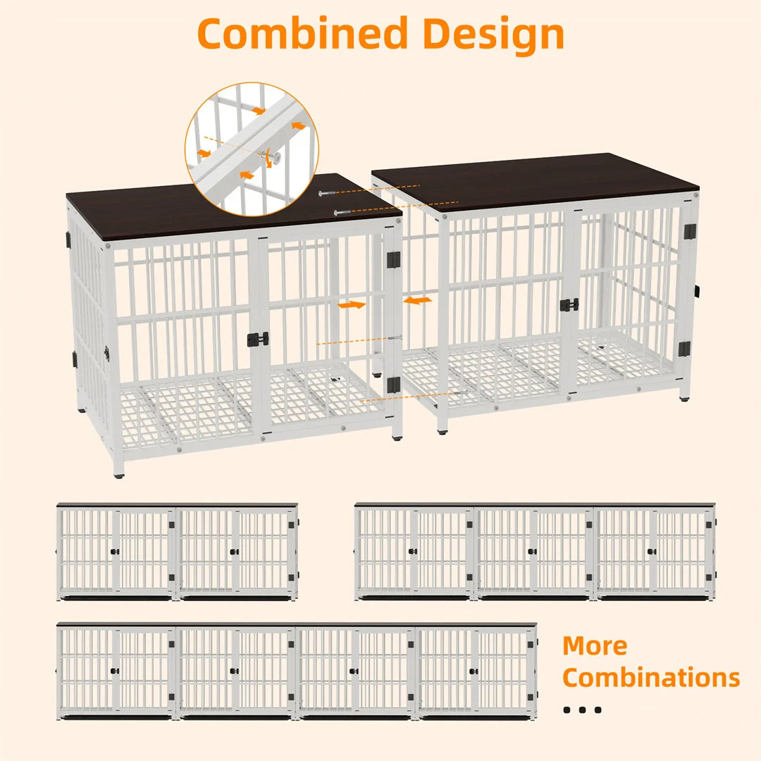 Furniture Style Dog Crate End Table Indoor Pet Kennel with Three Doors and Removable Tray for Small Medium Large Dogs