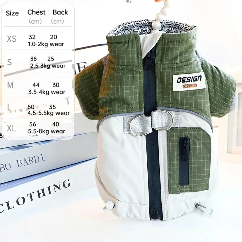 Dog Clothes Winter Thick Functional Travel 3-Proof Down Jacket for Small Dog Cold-Resistant Outdoor Windproof Pet Outfit