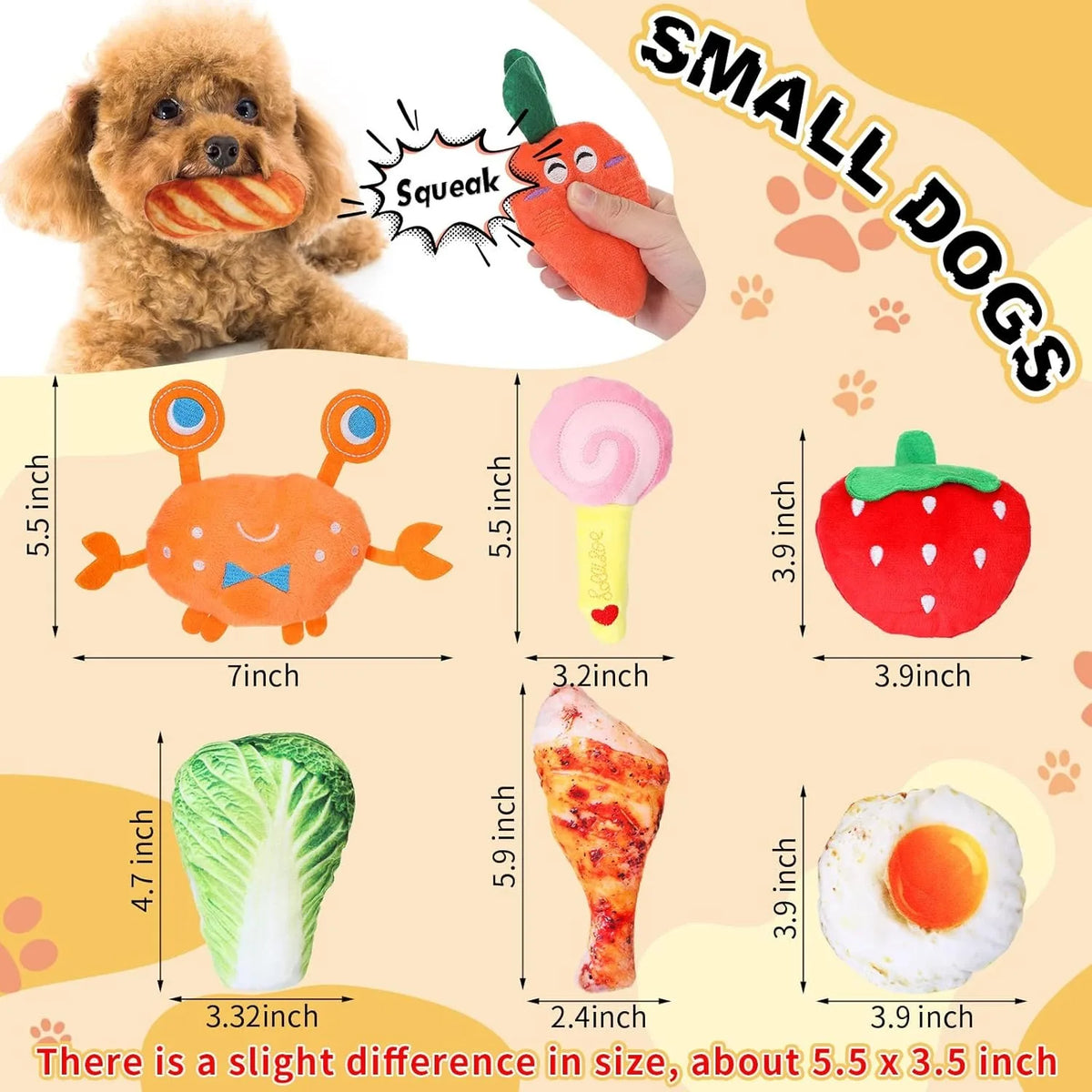 100Pcs Squeaky Toys Bulk for Small Puppy Dog Stuffed Plush Chew Toys Small Medium Dogs PET Toys with Squeakers for Puppies