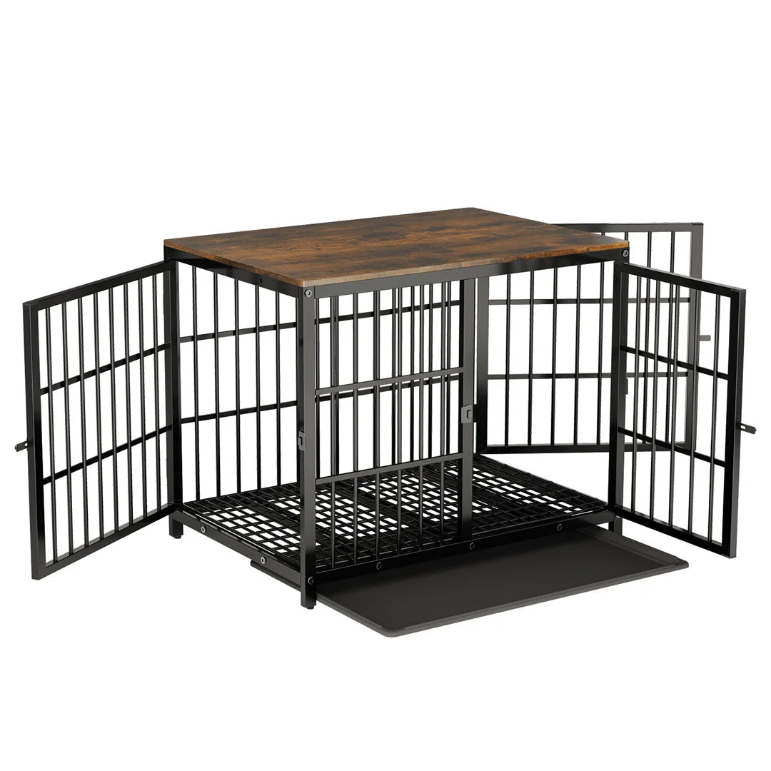 Furniture Style Dog Crate End Table Indoor Pet Kennel with Three Doors and Removable Tray for Small Medium Large Dogs