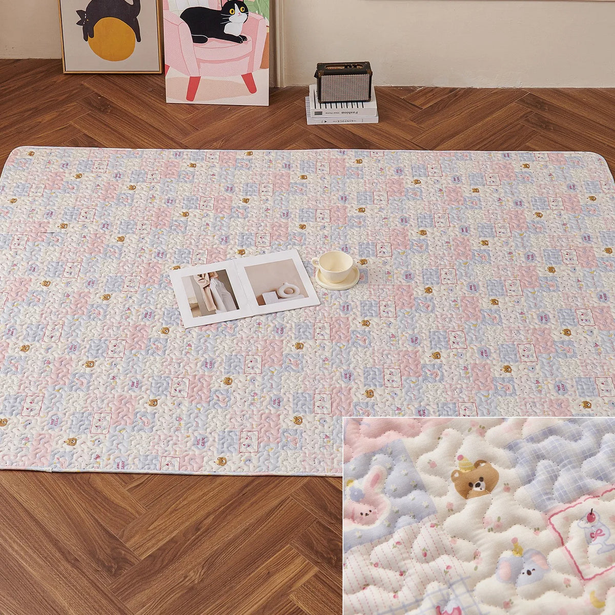 Rabbit Floor Mat Sofa Cushion Training Pad Cage Mat Sleeping Blanket Fence Pad Washable Diaper Bedding Pee Pad Pet Supplies