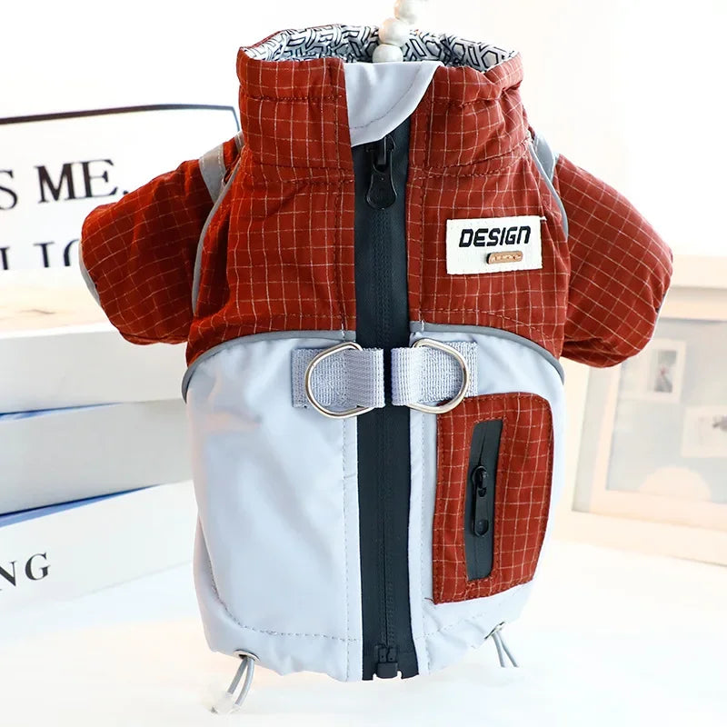 Dog Clothes Winter Thick Functional Travel 3-Proof Down Jacket for Small Dog Cold-Resistant Outdoor Windproof Pet Outfit