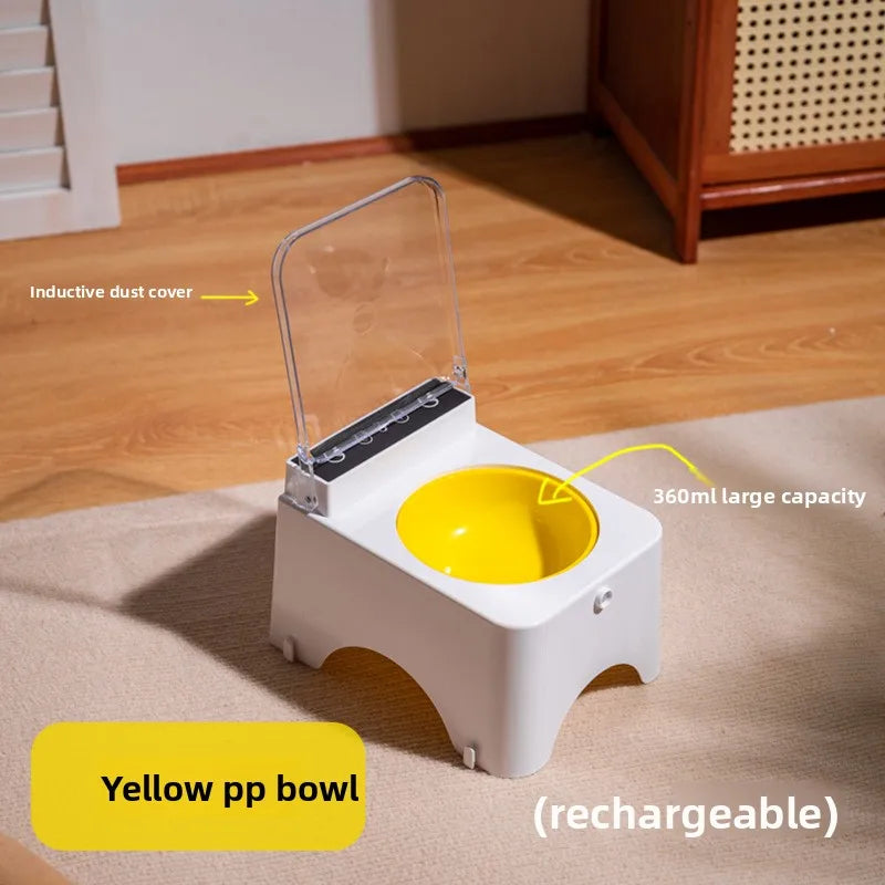 Pet Smart Infrared Sensor Open Lid Cat Bowl Stainless Steel with Lid Dustproof Insect-proof and Moisture-proof Pet Bowl