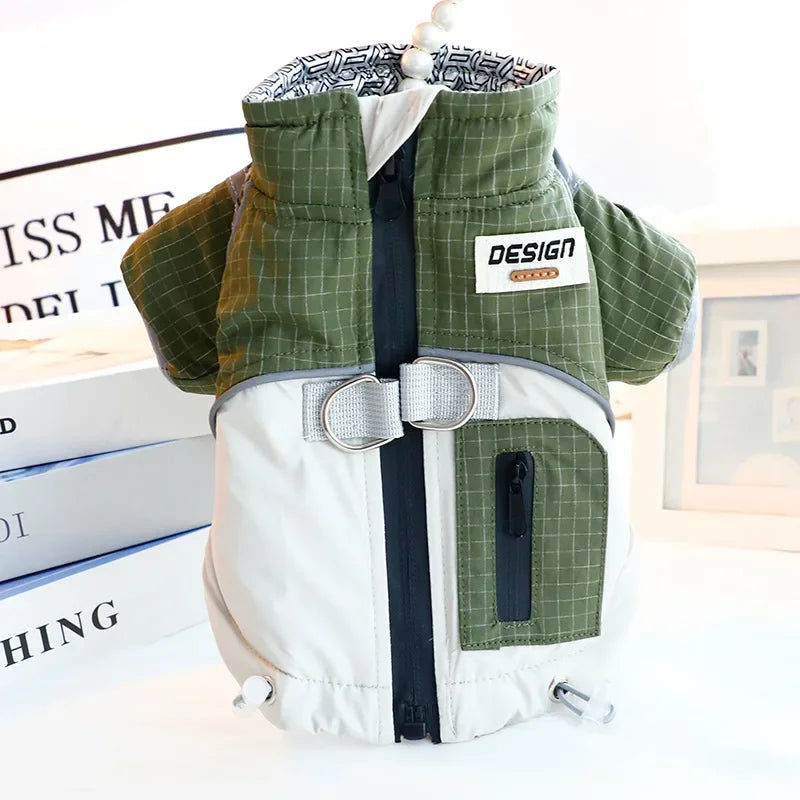 Dog Clothes Winter Thick Functional Travel 3-Proof Down Jacket for Small Dog Cold-Resistant Outdoor Windproof Pet Outfit