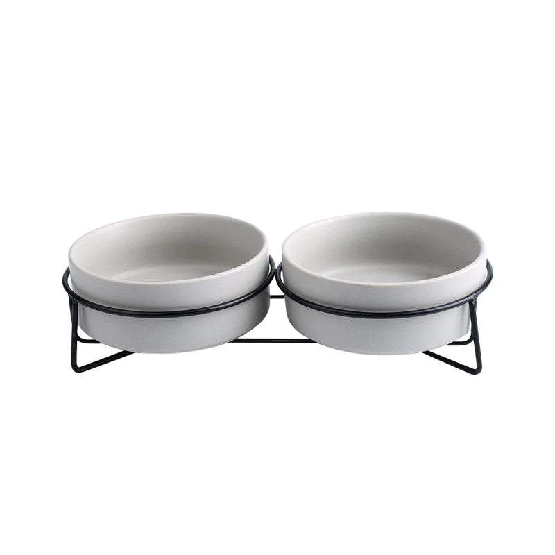 Double Cat Food Water Bowls with Stand Ceramic Pet Feeding Accessories Cats Small Dogs Eat Drink Supplies Puppy Feeder Bowl