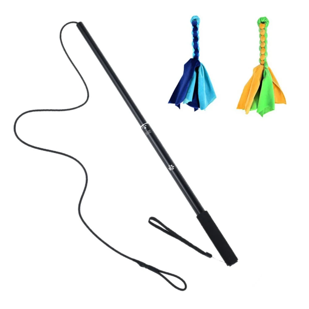 Dogs Flirt Lure Pole Stick Toys Pet Interactive Chasing Tail Teaser Wand Training Chewing Rope Cat Pet