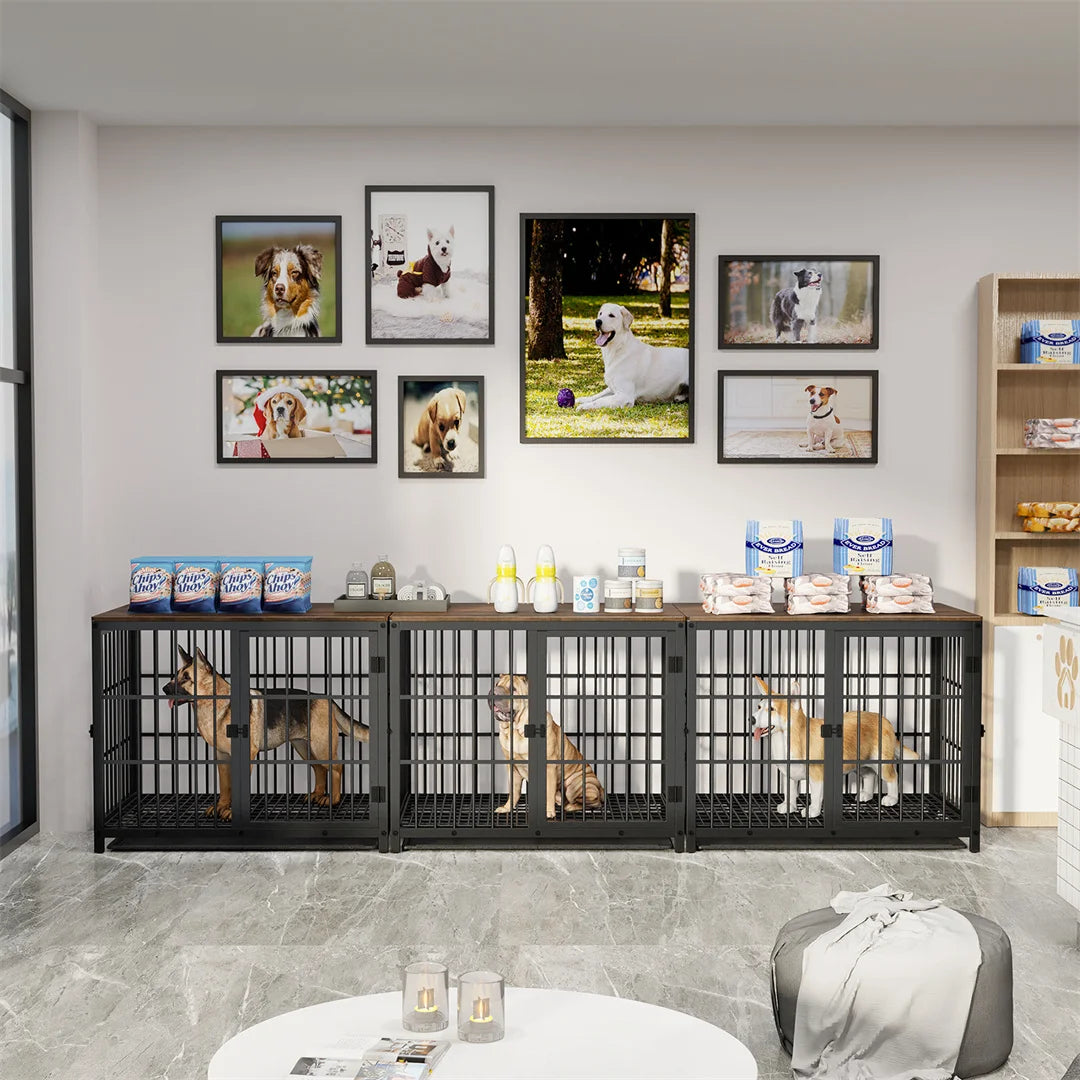 Furniture Style Dog Crate End Table Indoor Pet Kennel with Three Doors and Removable Tray for Small Medium Large Dogs