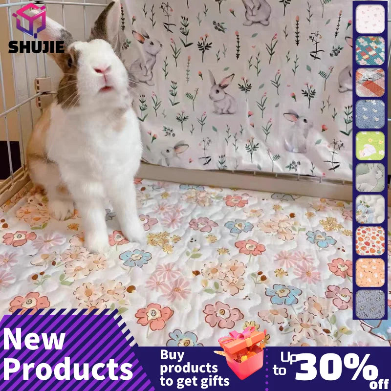 Rabbit Floor Mat Sofa Cushion Training Pad Cage Mat Sleeping Blanket Fence Pad Washable Diaper Bedding Pee Pad Pet Supplies
