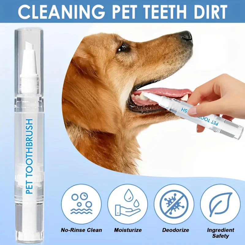 Pet Dental Cleaning Pen - No Brush Needed,Plant-Based Plaque & Tartar Remover,Gentle Teeth Cleaner for Dogs - Bad Breath Control