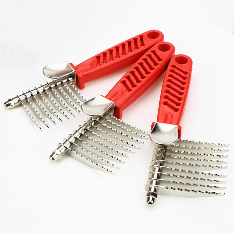 Pet Dematting Comb Undercoat Long Hair Cat Dog Fur Rake Brush with Long Blades & Safety Edges For Removing Mats Tangles & Knots