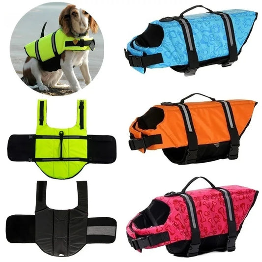Summer Dog Life Jacket Reflective Adjustable Large Dogs Swimwear Safety Vest Surfing Sailboat Enhanced Buoyancy Pet Lifejackets