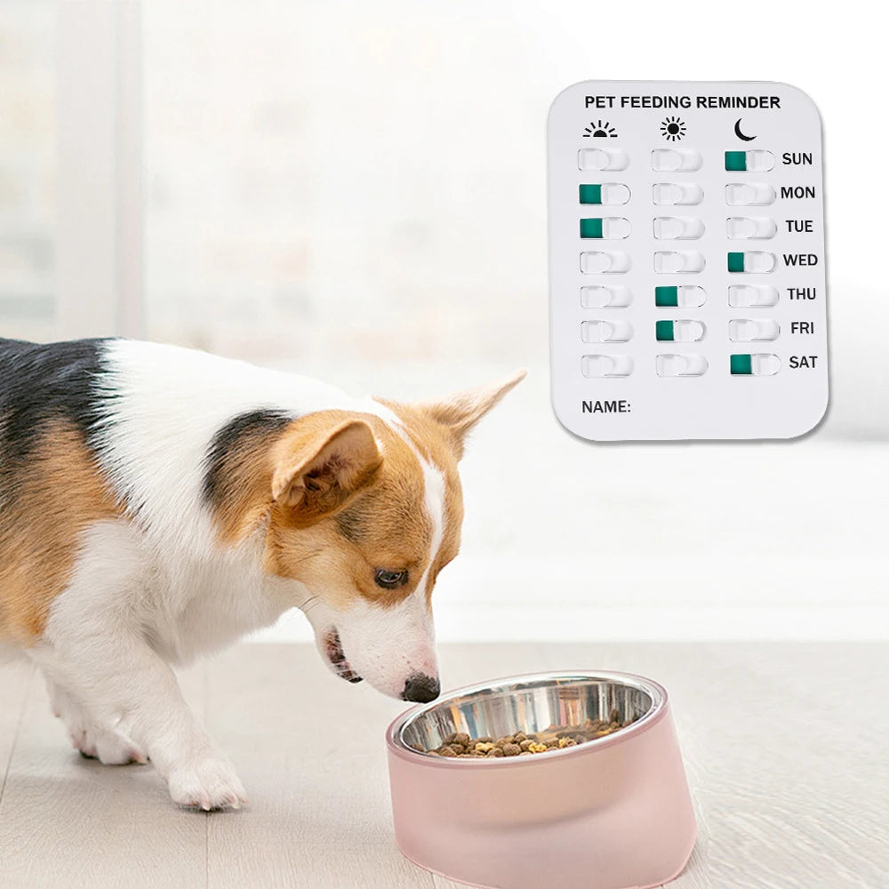 Dog Feeding Reminder Pet Feeding Schedule Record Board Magnetic Reminder Sticker Helps You to Track Pet Feeding & Medication